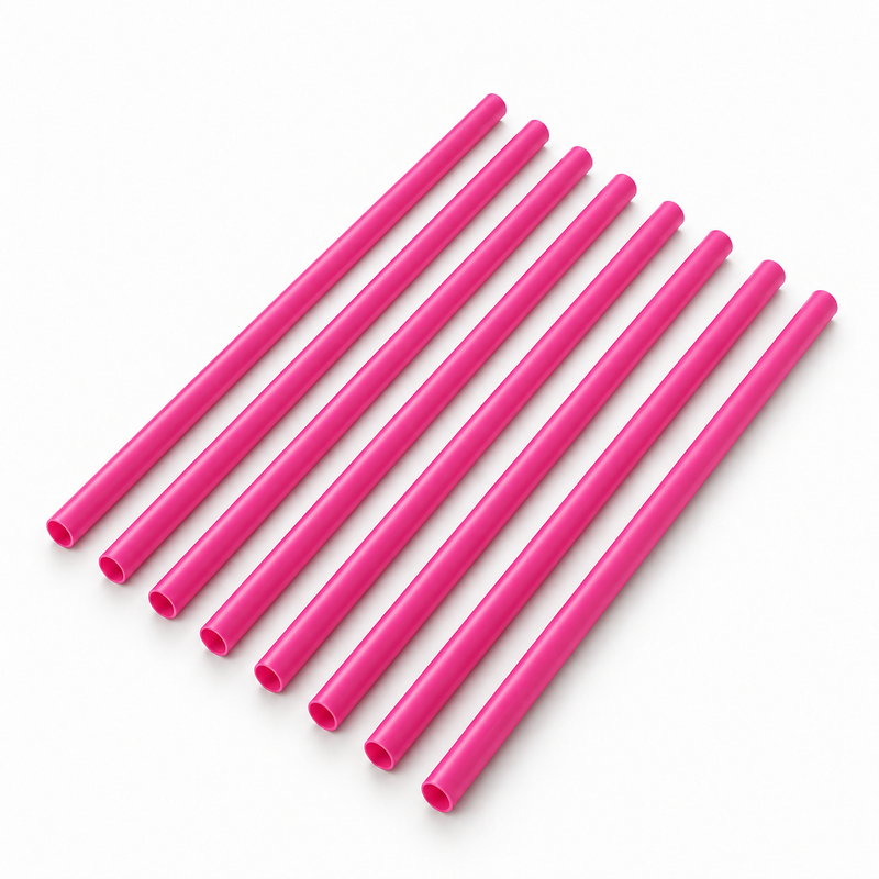 Pink cellulose drinking straws