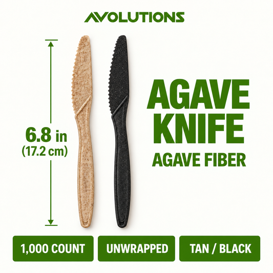 Agave knife unwrapped specification card - Natural Tan / Black