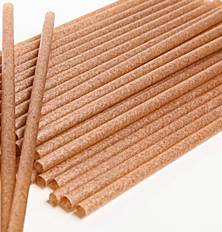 Natural agave straws with visible fiber texture on a white background