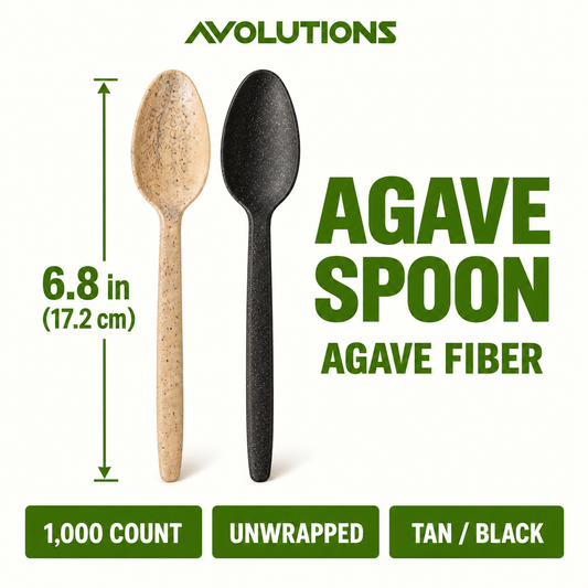 Agave spoon unwrapped specification card - Natural Tan / Black